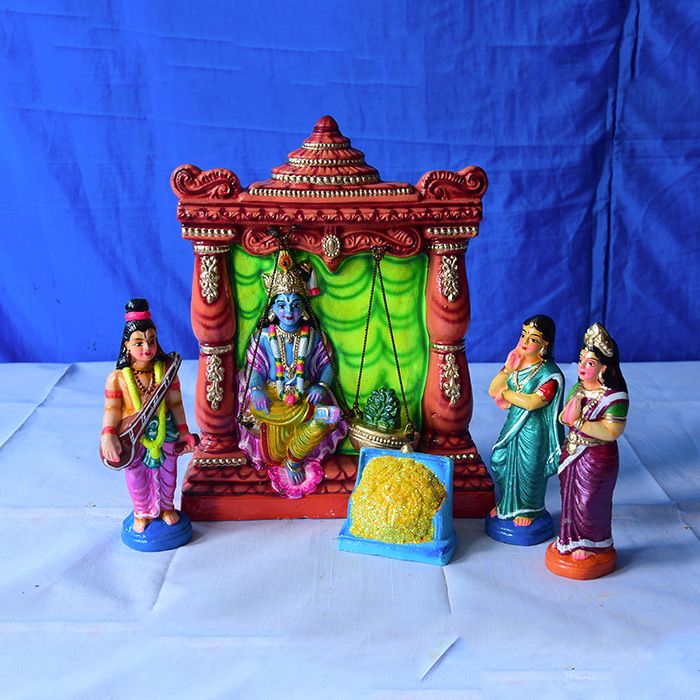 SriKrishna Thulaabharam clay figurine-Medium