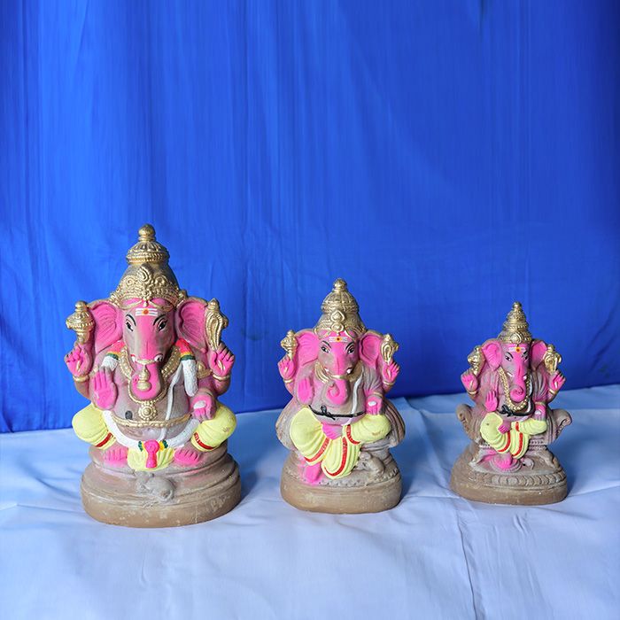 Dharbar Ganesh Murti handcrafted clay doll - Big