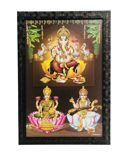Ganesha With Lakshimi Saraswathi